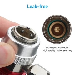 R134A Quick Coupler Adapter, Adjustable Car HP & LP Fitting with 2x 1/4″ Flare