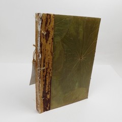 Vtg Blue Handworks Handmade Journal/Sketchbook – Leaf Cover/Bamboo Indonesia NOS
