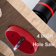 4 Inch Hole Saw with Arbor HSS Mandrels M42 Bi-Metal Red