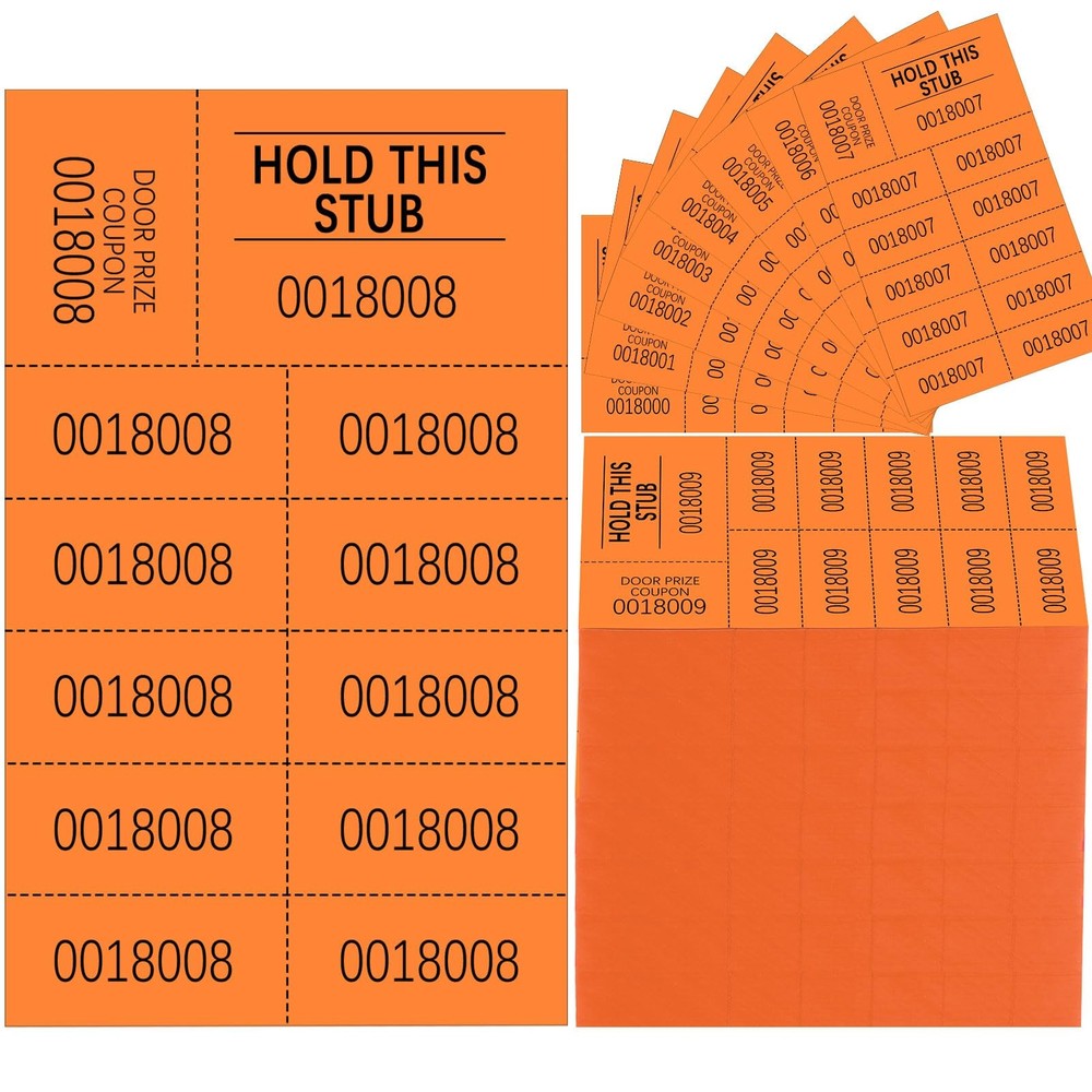 Kosiz 1000 Sheets Raffle Tickets 10 Bid Numbers Per Sheet Colored Raffle