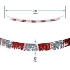 60 foot Red/Silver Metallic Fringe Pennant