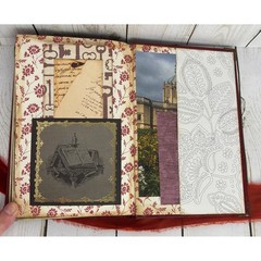 Handmade Regency Victorian Junk Journal Memory Keeper Red Gold Velvet Ribbon Tie
