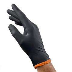 Pop-N-Go Black Disposable Heavy Duty Nitrile Gloves, Size Large (80-Count)