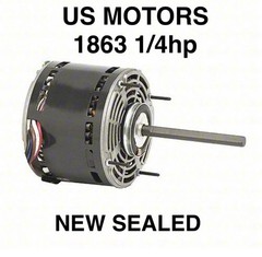 NEW SEALED US MOTORS 1863 1/4 HP Blower MOTOR 115V 1075 RPM 3 SPD EMERSON X000