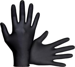 SAS Safety 66518 Raven Powder-Free Disposable Black Nitrile 6 Mil Gloves, Large