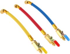 Color-Coded Heavy-Duty Refrigeration Hoses with 1/4″ Ball Valve – 600 Psi Max
