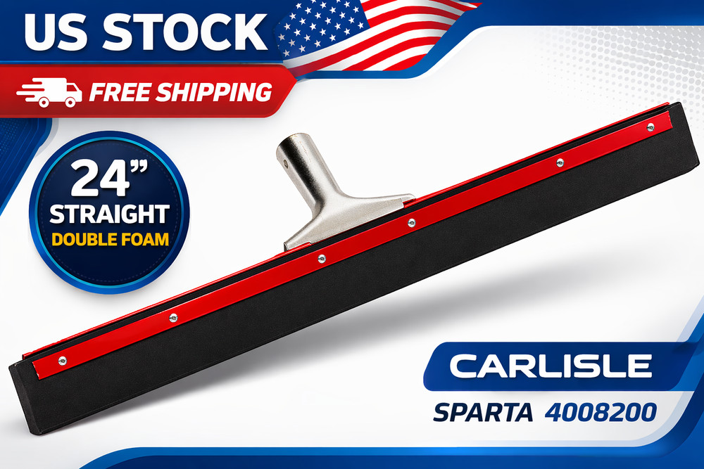 Carlisle Sparta Floor Squeegee, 24in, Straight steel Black Double Foam (4008200)