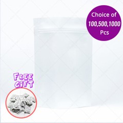 4x6in Double Side White Matte Foil Mylar Standup Zip Lock Bag w/Desiccant