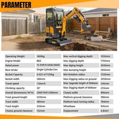 MMS Mini Excavator 13.5hp 1.4Ton Gas B&S EPA Engine With Swing Boom