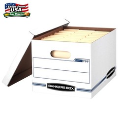 (20 Pack) Bankers Box Basic Duty Letter/Legal File Storage Box with Lids, White