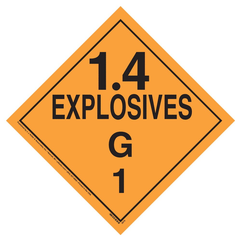 J. J. Keller Division 1.4G Explosives Placard 10-pk., 10.75″x10.75″ Removable