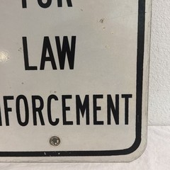 Authentic RESERVED FOR LAW ENFORCEMENT Retired Parking Sign Florida 18”x12” RARE