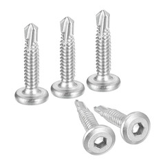 200Pcs Hex Socket Self Tapping Screws, #10 X 1 410 Stainless Steel Flat Head She