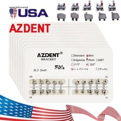 10XAZDENT Dental Orthodontic Brackets Braces Mini/Standard Roth/MBT.022 Hook 345