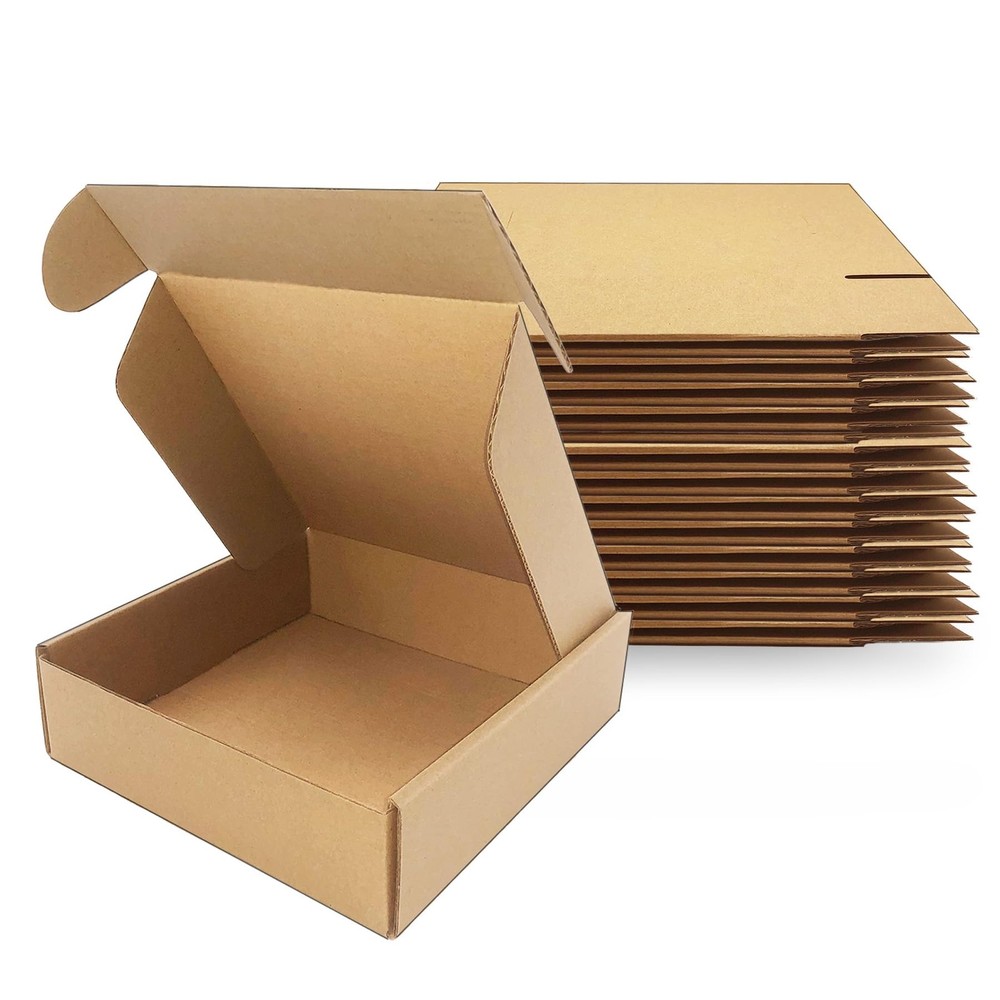 7x7x2 inches Shipping Boxes Set of 25, Brown Corrugated Mailing Cardboard Box…