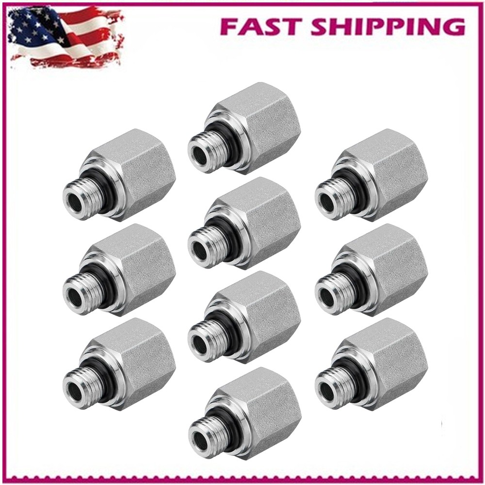 10 Hydraulic Adapter Fittings: #4 SAE/ORB Male x 1/4″ NPTF Female, 6405-04-04