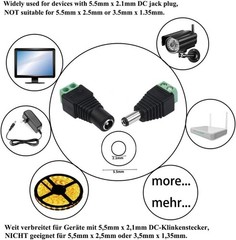 5.5mm x 2.1mm DC Barrel Jack Connector – 12V/5V-24V Adapter with Female Socke…