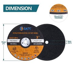 50 PCS 3 inch Cut Off Wheels 3″x1/16″x3/8″ Angle Grinder Ultra Thin Cutting Disc