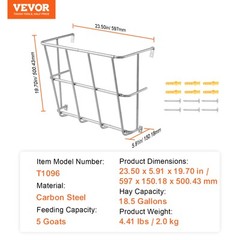 VEVOR Livestock Hay Feeder 18.5 Gallons Wall Mounted Goat Hay Rack for Horses