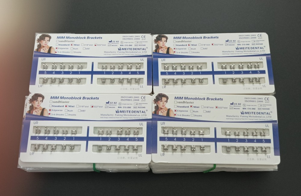 50Set Dental Orthodontic MIM Monoblock Brackets Mini Edgewise 022 Slot 345 hooks