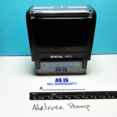 As Is No Warranty W/ Signature Line Rubber Stamp Blue Ink Self Inking Ideal 4913