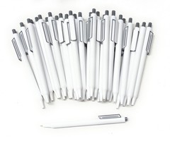 30 Antimicrobial Gel Ink Retract Click Pens SILVER GRAY WHITE Hub Pen Ink ALBANY