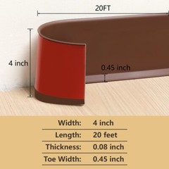 Vinyl Wall Base Baseboard Molding Trim 4″x 20FT Flexible Self Adhesive Brown