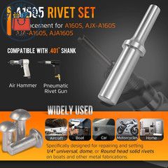 A1605 Pneumatic Air Hammer Rivet Set 1/4in .401 Shank Round Head Tool