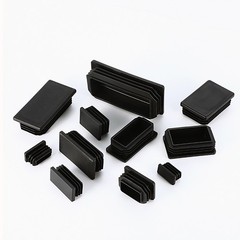 Rectangular Plastic End Caps Ribbed Plugs Blanking Inserts Tube Pipe Bungs Black