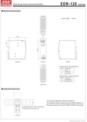 High Efficiency EDR-120-24 DIN Rail Power Supply, 120W & Air Convection Cooling