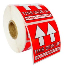 Pre-Printed THIS SIDE UP Labels/Stickers 2×2 (2″ x 2″) – (1) Roll of 500