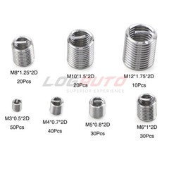 200Pcs Thread Insert Helicoil Kit M3 M4 M5 M6 M8 M10 M12 Inserts Stainless Steel