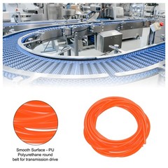 3mm Dia 3 Meters L Polyurethane Round Belts for Industry Smooth Surface Orange