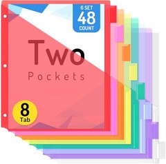 Multicolor Binder Dividers 48 Count with Pockets & Tabs for 3 Ring Organizer
