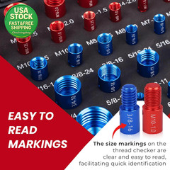 Thread Checker Kit 66Pcs Nut & Bolt Gauge 33 Standard & 33 Metric Red Black