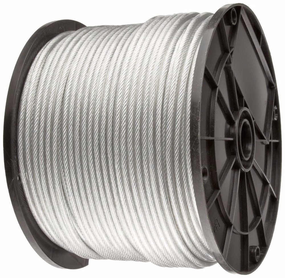Vinyl Coated Wire Rope Cable 3/32 – 1/8, 7×7: 50,100, 250, 500 and 1000 Ft