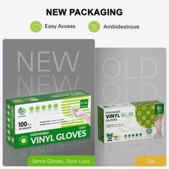 Disposable Vinyl Gloves Clear Powder Free Food Safe Cleaning Large 100 Count
