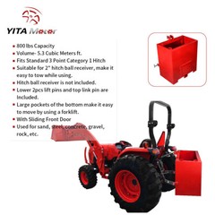 3 Point Ballast Box Category 1 Tractor Quick Tach Hitch Counterweight Red Heavy