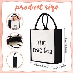 SilTriangle Dog Tote Bag for Women, Printed Design Canvas Large, White, Black