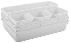 Masirs Interlocking Drawer Organizer Bins – Durable Various Sizes, White