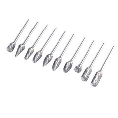 10x 1/4 Double-Cut Tungsten Steel Carbide Rotary Tool Burr Die Grinder Shank Bit