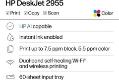 HP DeskJet 2955 Wireless All-in-One Color Inkjet Printer, Scanner, Copier, Best-