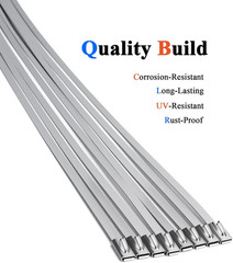 Metal Zip Ties of 100 Pcs, 11.8 Inch 304 Stainless Steel Cable Ties, Heavy Duty