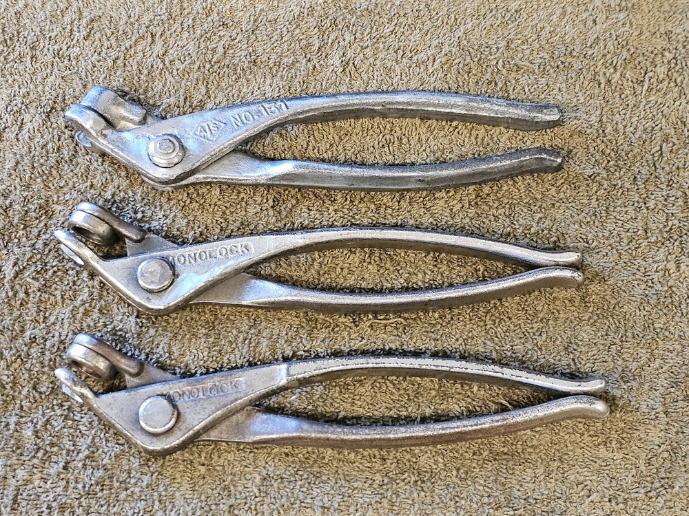 3 ATS Monolock Cleco Pliers Aviation Tool Sheet Metal Aircraft 7″ Fastener Lot