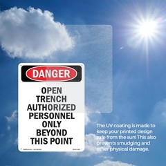 Portrait Open Trench Authorized Personnel Only OSHA Danger Sign – 5 or 10 Pack