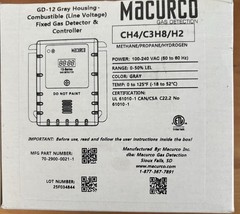 Macurco GD-12 Combustible Gas Detector 100-240V Methane Propane NEW 2025 Date