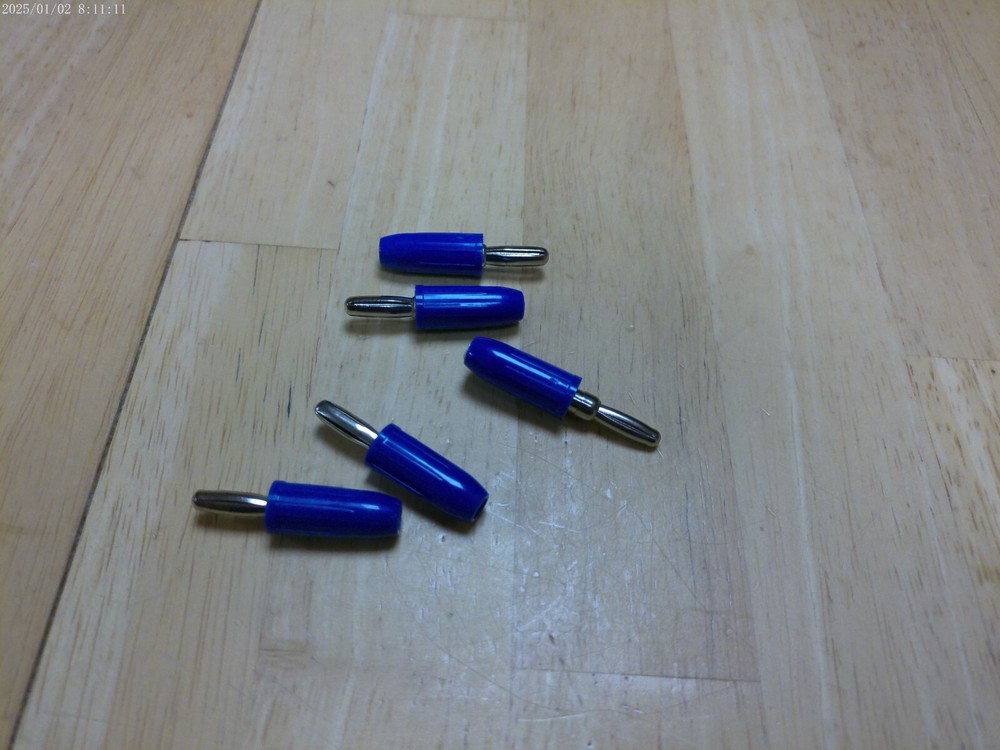 Lot/5 Vintage HH Smith 455 BLUE Solderless Banana Male Plug,15 Amps 1 KV.NOS