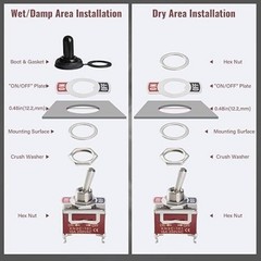Heavy Duty 12V 30A SPST 2-Pin Waterproof Toggle ON/Off Switch with Boot for Auto