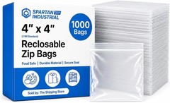 4” X 4” 1000 Count 2 Mil Clear Reclosable Zip Plastic Poly Bags with Resealab…