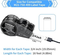 Compatible Label Tape for Brady BMP21 M21-750-595-WT Vinyl 3/4 M210/-LAB M211